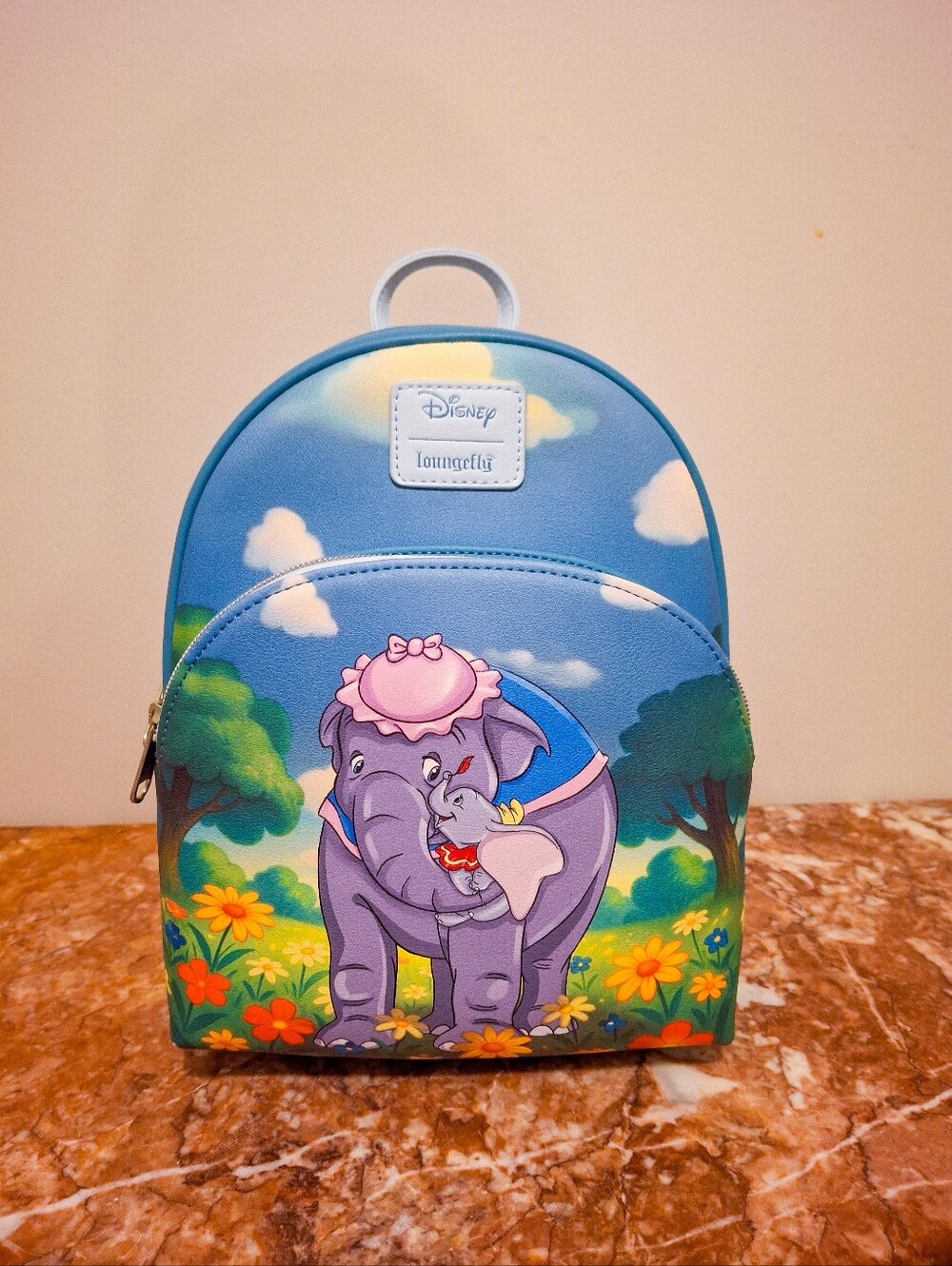 Loungefly Blue Dumbo NWT Mini Backpack with Floral Scene